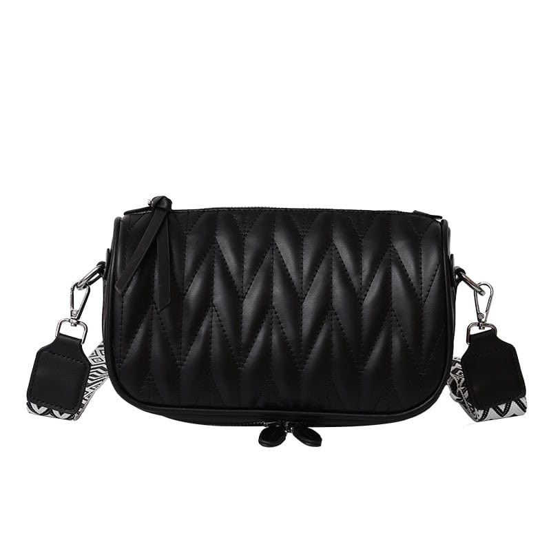 black 2022 Wide Strap Shoulder Purses Small Crossbody Bags PU Leather Bags Women Handbags Ladies Luxury