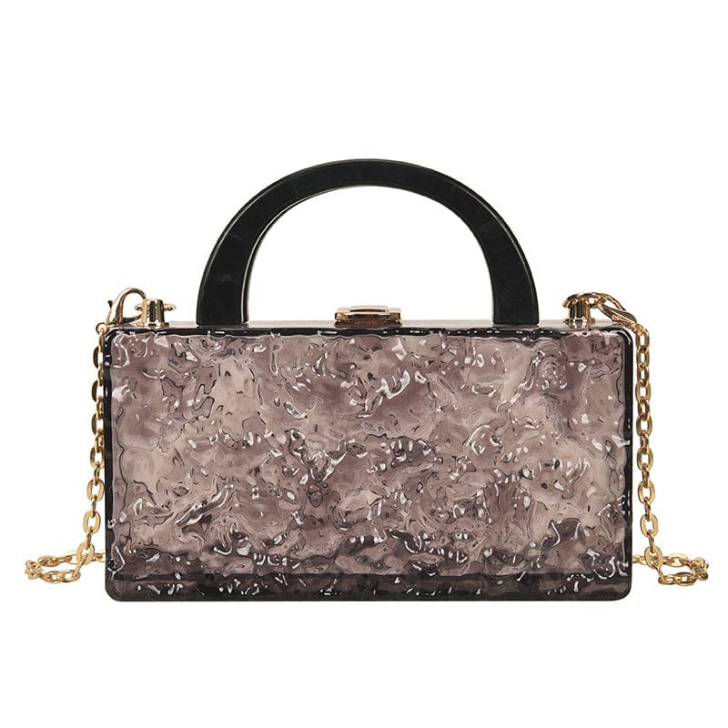 black A Acrylic Transparent Crystal Texture Box Handbag Fine Metal Chain Crossbody Bags for Women Fashion Mahjong Bags Ladies Luxury