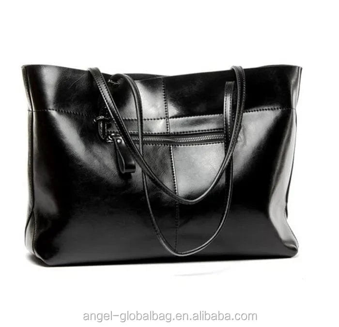 Black-A New arrival big capacity ladies handbag tote genuine leather hand bag for women