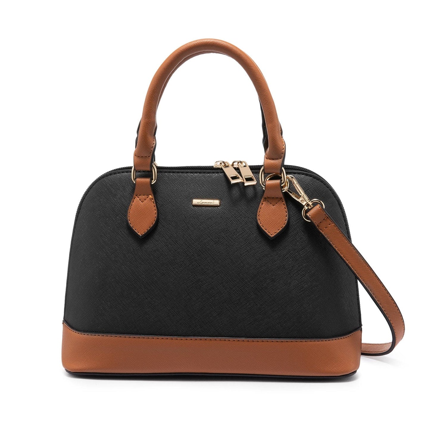 Black+brown Lovevook Factory 2022 PU Leather Ladies Hand Bags Classic Top Handle Dome Satchel Bag Elegent Small Shoulder Bags Women Handbags