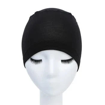 Black Cancer Bamboo Headwear for Women Bamboo Wig Cap Hat Liner Chemo Soft Breathable Bamboo Wigs Grip Cap with 6 Adjustable Positions