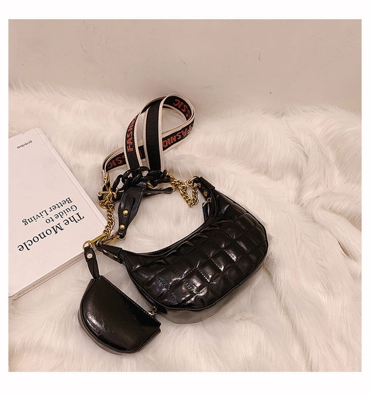 Black Chain Underarm Bag Women's  Autumn And Winter New Trendy Texture All-Match Messenger Bag Style Single Shoulder Crescent Bag