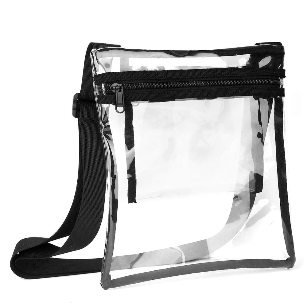 black Clear Cross Body Purse Clear PVC Tote Bag With Inner Pocket And Adjustable Strap For NFL Stadium