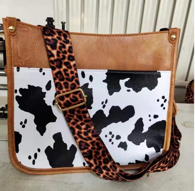 Black Cow Fashion Women Handbags Shoulder Purse PU Leopard Tote Set  Strap Bag Ahdorned Vegan Leather Messenger Bag Drop Shipping