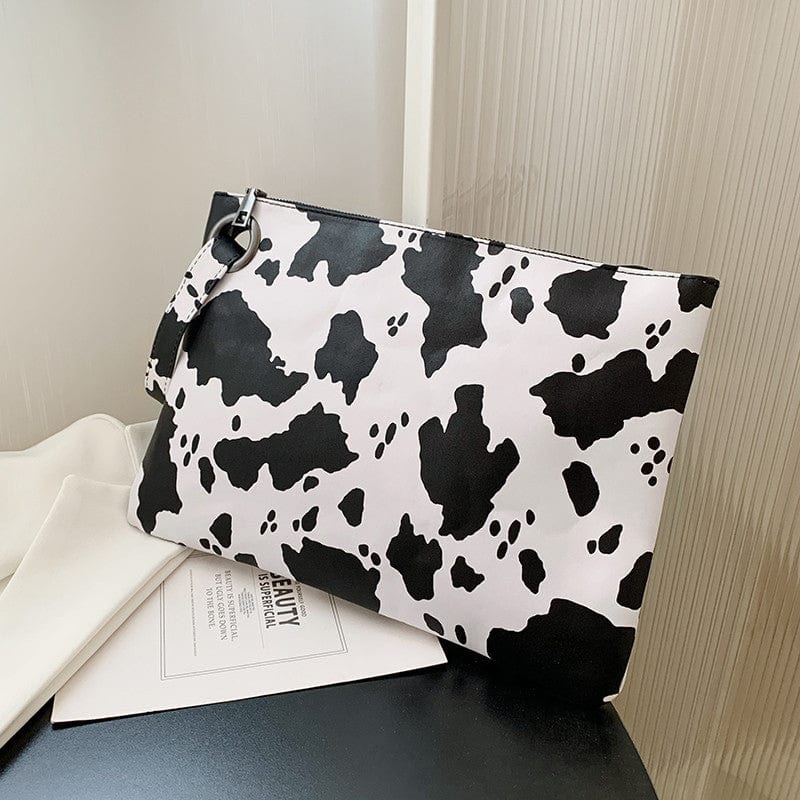 Black cow Leopard Zebra Women Clutch Bag Vegan Leather Envelope Evening Handbag for Party