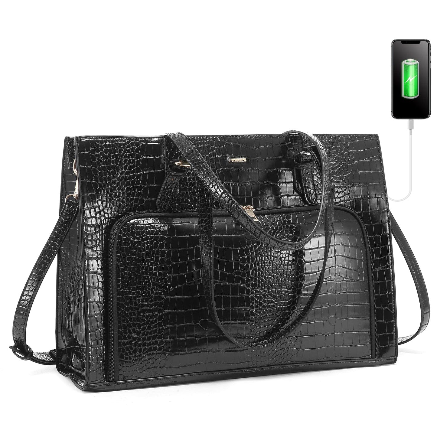 Black crocodile 2022 LOVEVOOK new arrival tote bags custom famous designer women handbags large 15.6 Briefcase women laptop bags
