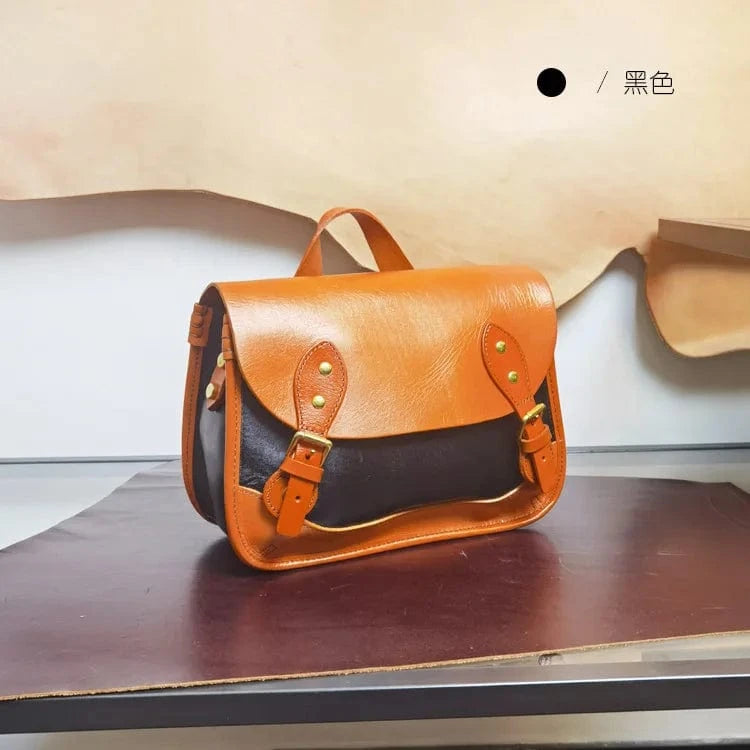 Black Custom Wholesale Vintage Messenger Bag Genuine Leather Casual Messenger Bag For Women