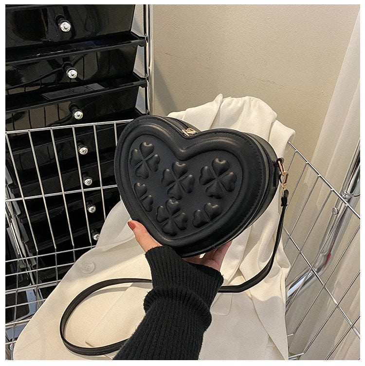 black Cute bags women handbags ladies custom logo crossbody bag heart purse