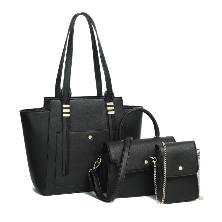 black ELD106 Sac De Luxe Factory price 3 Pcs Hand bags Set Luxury Custom Metal Logo Labels For Handbags Sac A Main Pour Femme