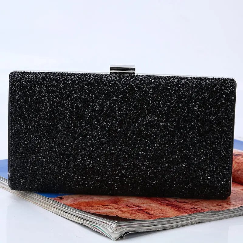 black Factory direct wholesale classic crystal evening bag PU fabric clutch bag women large space spot supply for party prom banquet