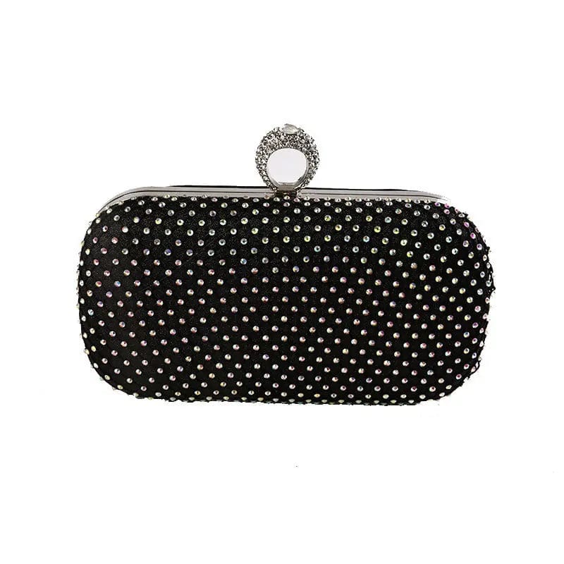 black Fashion Design Handmade New Evening Bag mesh Crystal Clutch With Ring Metal Frame For Wedding/banquet/party/porm