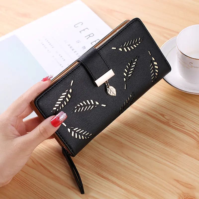 black Fashion Nice Leather Woman Wallets with RFID Card Holder Long Leather Organizer Ladies Purse Wallets for Women Fashionable PU