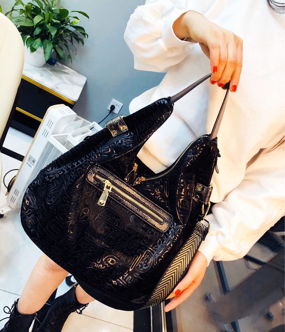 black Fashion Women's Bag 2023 New High-End Atmosphere Diagonal Bag Large Capacity Single Shoulder Bag