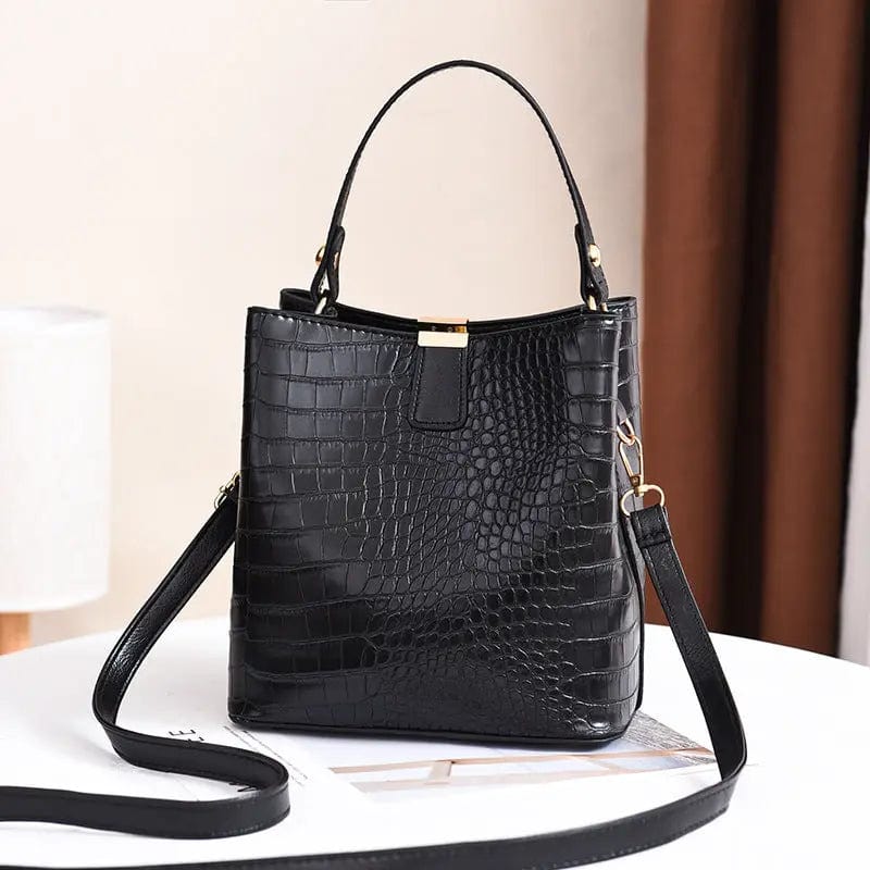 black FG039 2022 Crocodile Pattern Women Handbags Alligator Cross Body Bags Simple Fashion Bucket Purses Fashion Bags