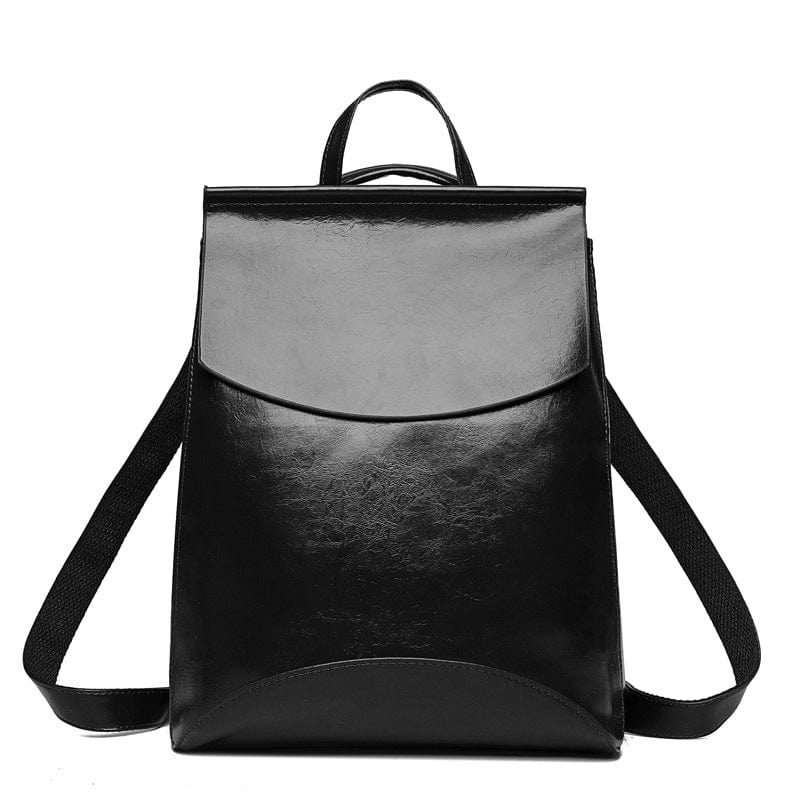 black Full Grain Leather Brooks Convertible Bag Small Women's Stylish Genuine Full Grain Leather Backpack Bags Purse
