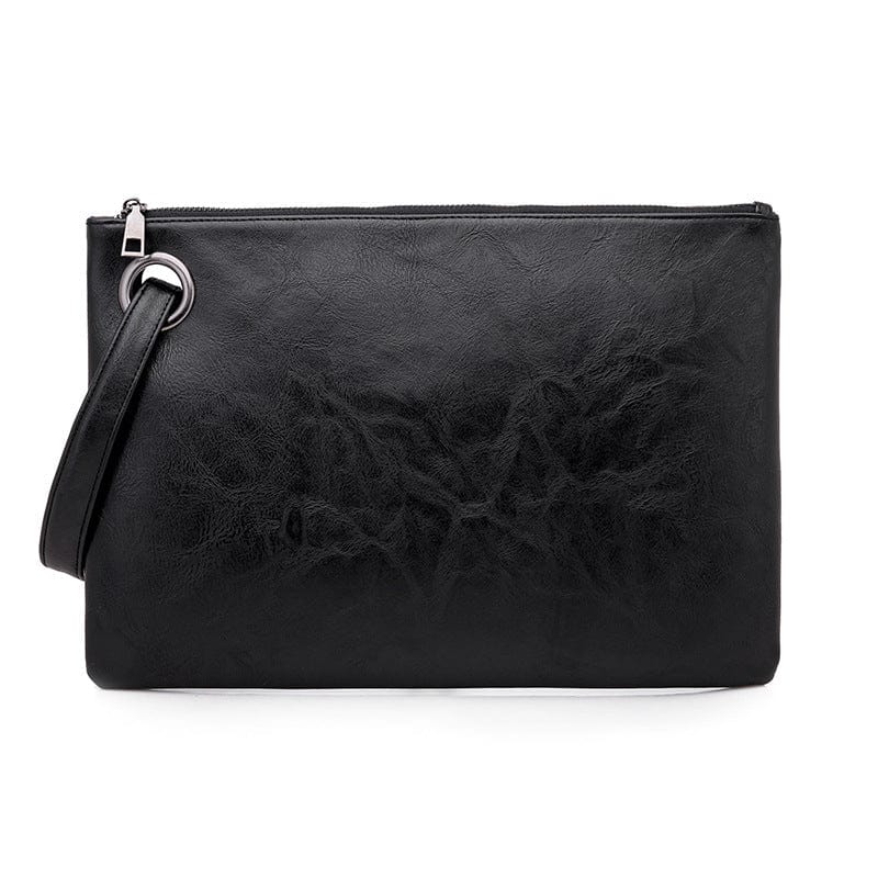 black High Quality Solid Women Oversized Everyday Clutch Bags Vegan Leather Envelope Evening Wristlet Handbag