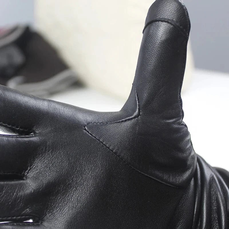 Black Hot sale arm length sheepskin leather winter women opera dress long sleeve gloves