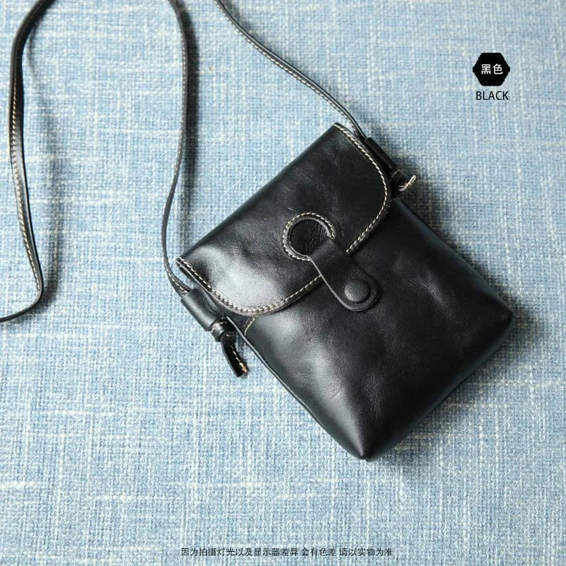 Black Hot Selling Cute Small Genuine Leather Phone Sling Bag Casual Everyday Phone Bag Crossbody Bag For Women
