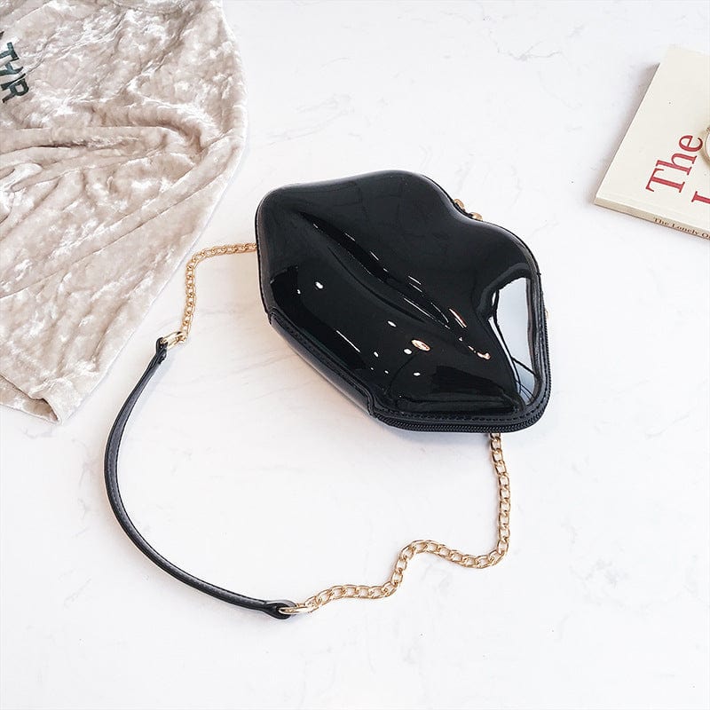 black Janhe Fashion Cute bolsas feminina Crossbody Bag Women Lip Shaped Punching Handbags Clutch Evening Bag Purse For Girls