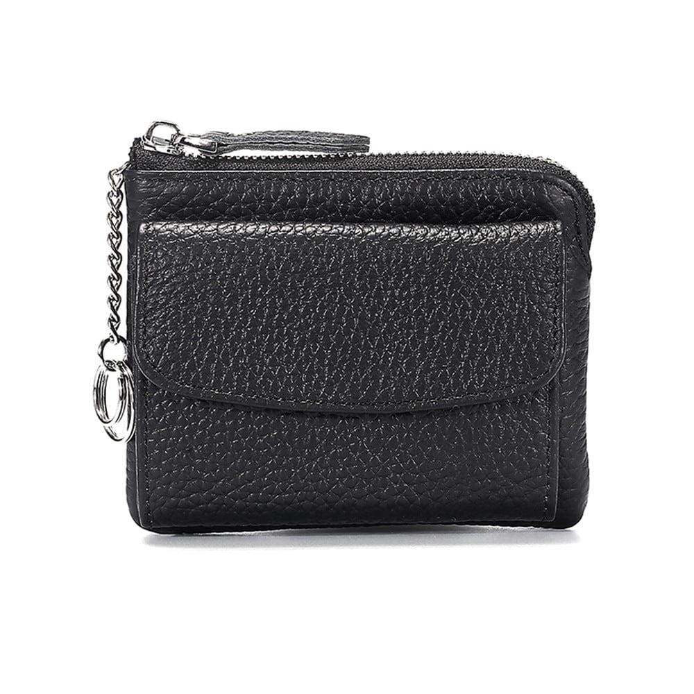 black Keychain coin purse mini zipper change wallet small card holder for women ladies