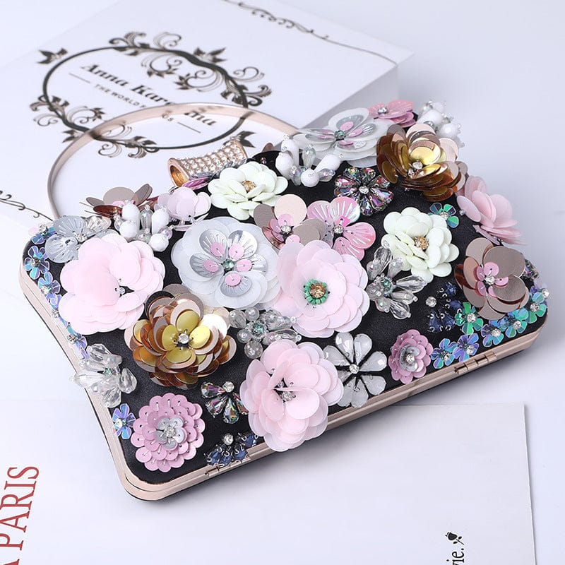 black LOVEVOOK 2022 brand designer luxury Handmade flower evening bag women high quality crystal party wedding bride ladies clutch bag