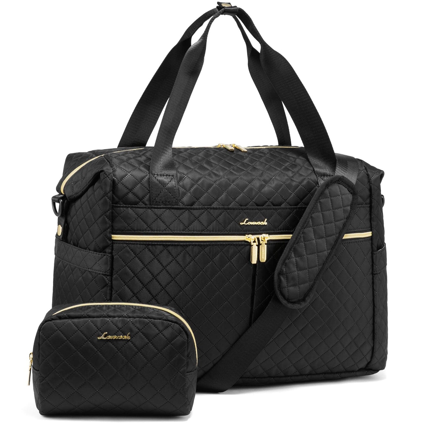 black LOVEVOOK Weekender Overnight Bag with Toiletry Purses Large Capacity Gym Bag Fashion Travel Duffle Bags for Women