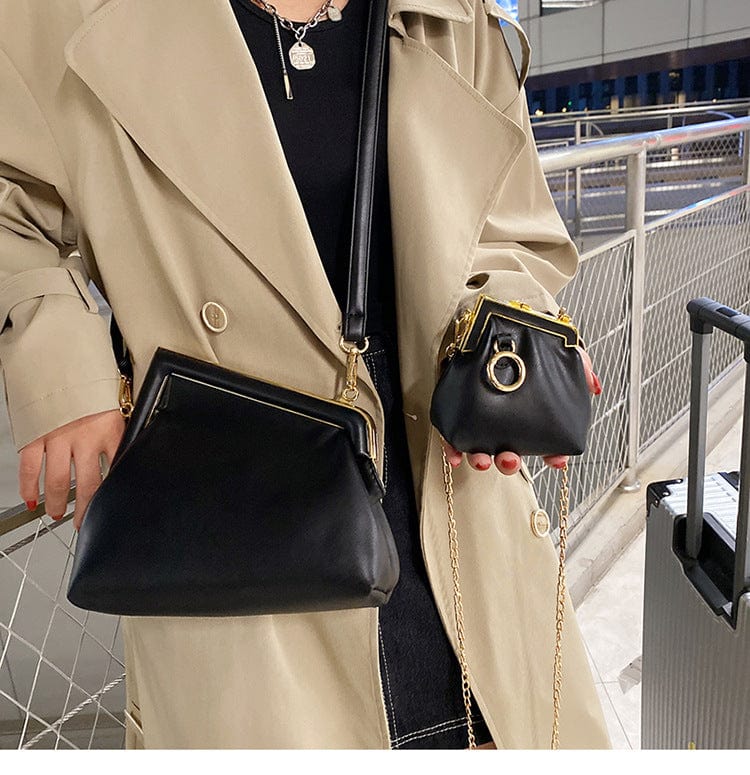 black Luxury Designer Retro PU Leather Evening Clutch Bag Ladies Small Shoulder Messenger Bags