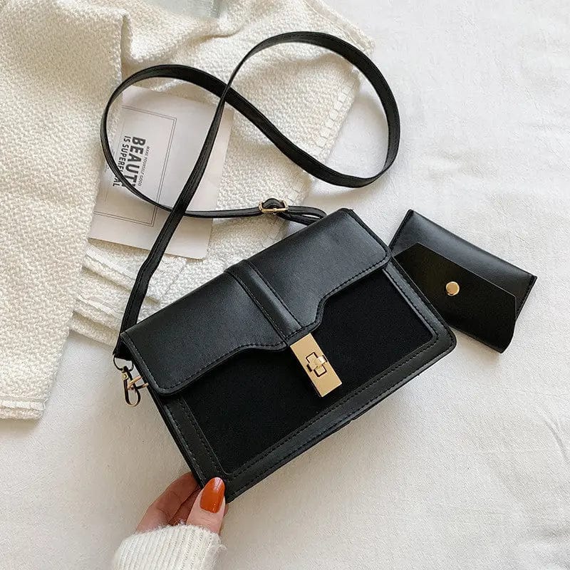 black M447 New Women Famous Brands Messenger Vintage PU Leather Shoulder bag Simple Crossbody Ladies Flap Bags