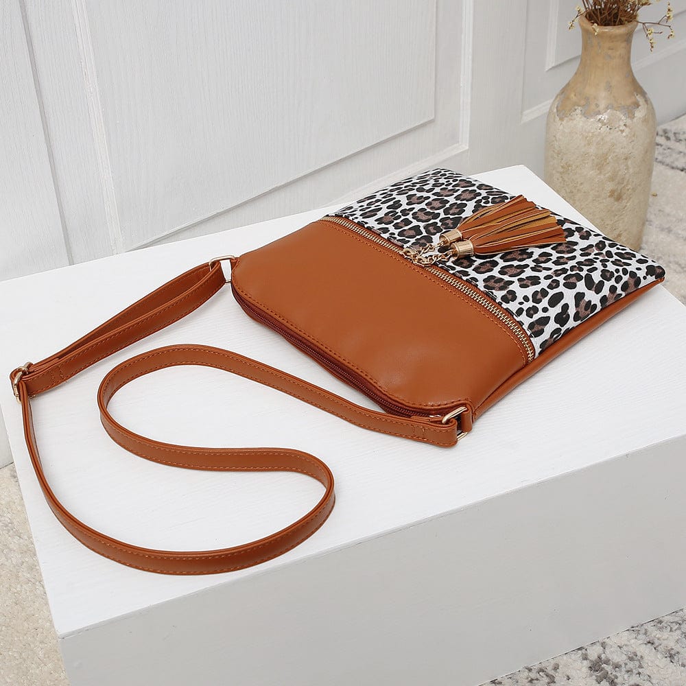 black Miley leopard and black crossbody handbag purse animal print bag girls night out bachelorette night bag