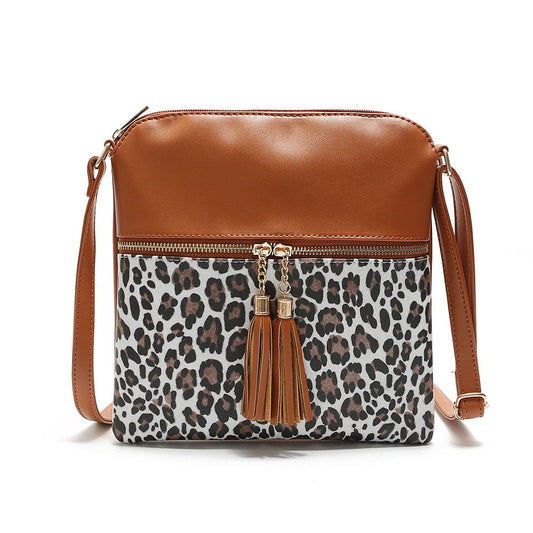 black Miley leopard and black crossbody handbag purse animal print bag girls night out bachelorette night bag