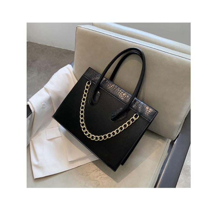 Black New Design bolsas Women Fashion Handbags Croccodle Hand Bag Chains Large Capacity Structured Bags PU Leather Handbag For Ladies