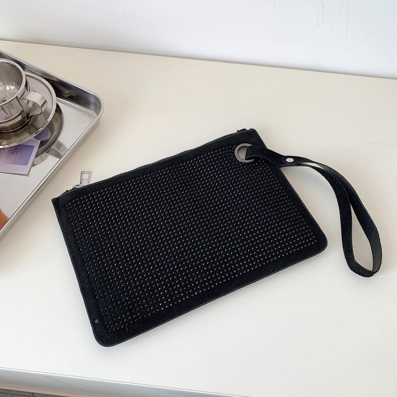 black New fashion women handbag 2022 young lady rivet hand bag design popular girl purse