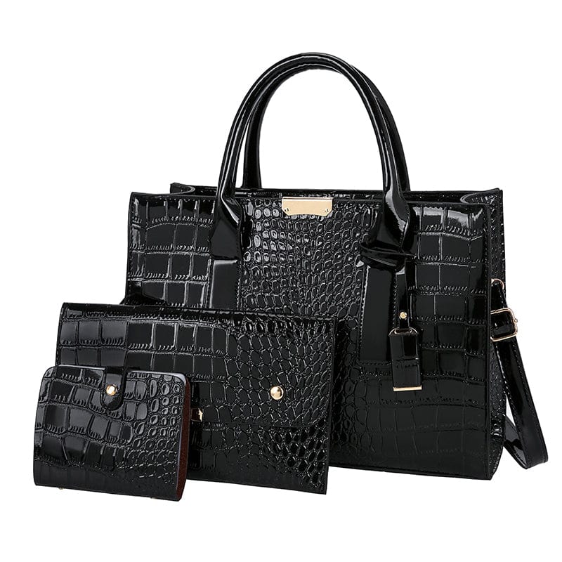 black New Lady Set Bags Outdoor PU Leather Waterproof Elegant Large Capacity Women's Shoulder Bag Messenger Bags