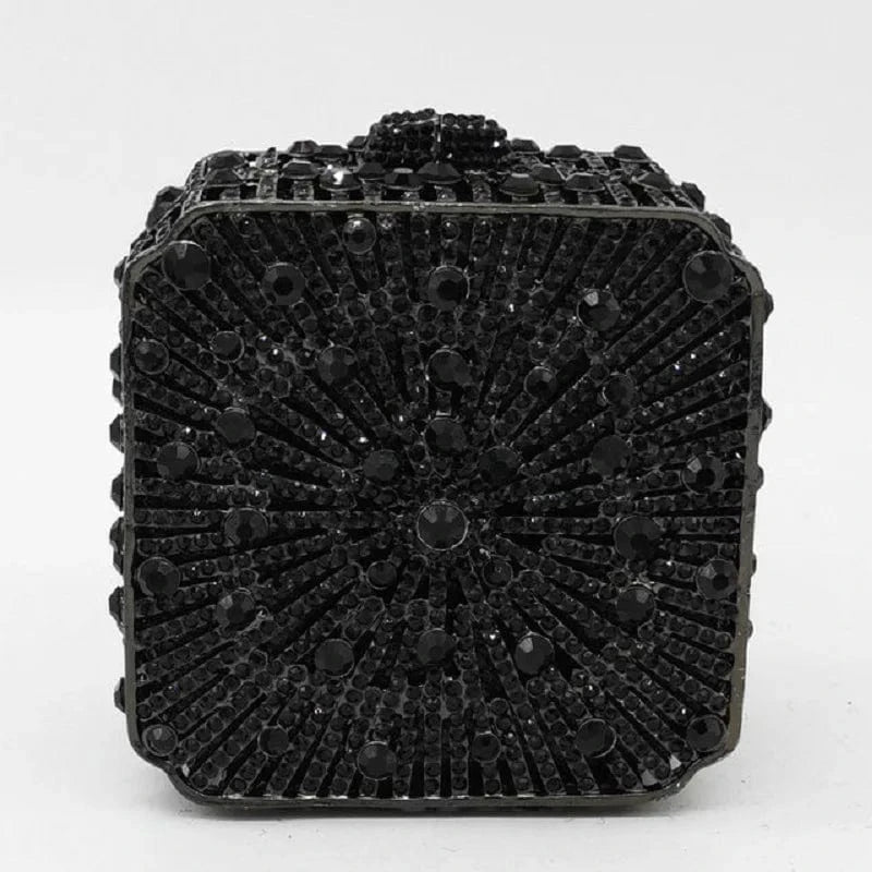 Black=No.3 Luxury sparkle square shape rhinestone bridal clutch evening bag handbag green crystal diamond purse for women