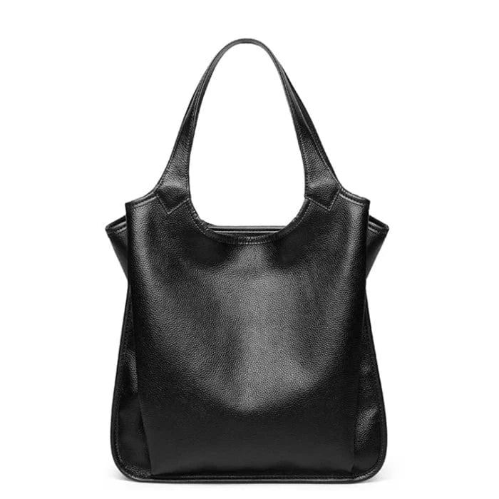 Black Retail top grain tote bag ladies bag woman genuine leather handbags