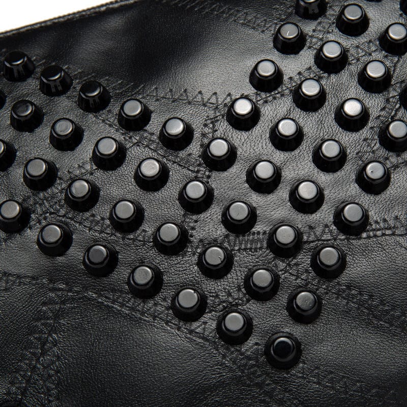 black Skya Studded Clutch Black Faux Leather Shoulder Crossbody Bag Kymber Clutchegan Leather Punk Rock Rivet Shoulder Bag Black