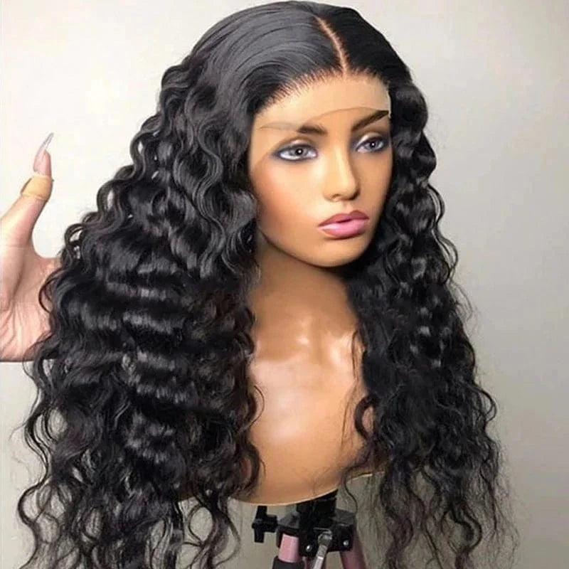 Black T Part Loose Deep Wave Lace Front Wigs HD Lace Wig Brazilian 100% Virgin Cheap Natural Human Hair Wigs For Black Women