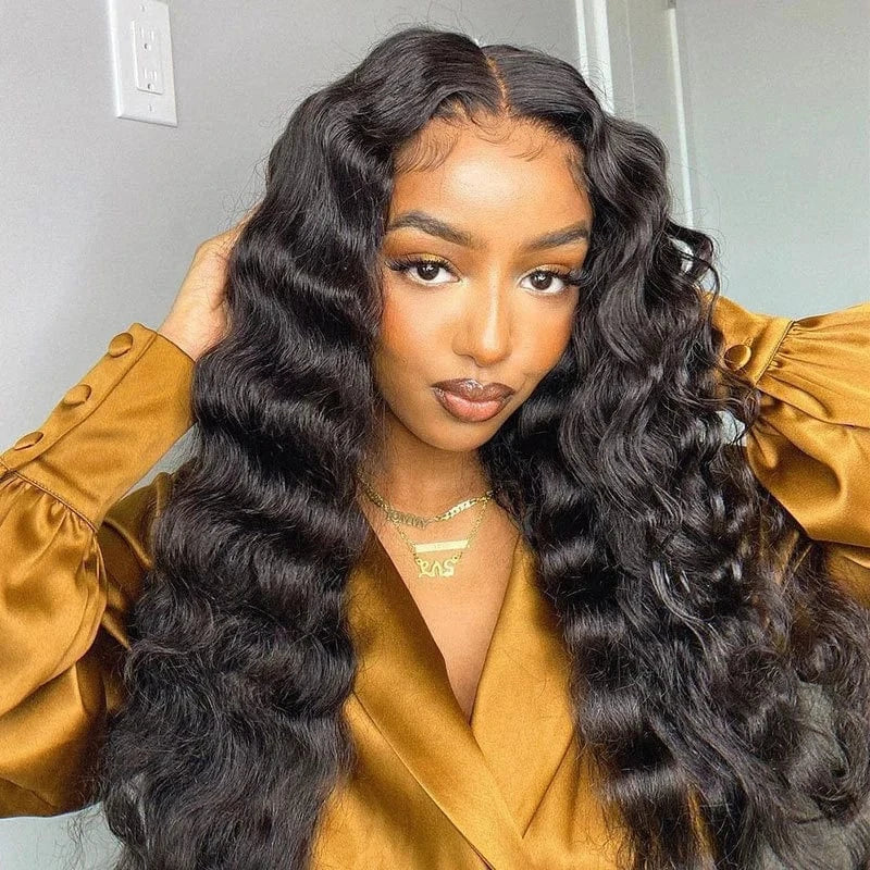 Black T Part Loose Deep Wave Lace Front Wigs HD Lace Wig Brazilian 100% Virgin Cheap Natural Human Hair Wigs For Black Women