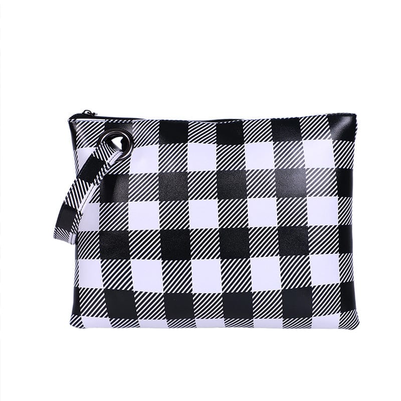 black/white plaid Women Leopard with Hair Oversized Clutch Bag Designer Large Capacity Clutch Handbag Lady Wristlet Purse Evening Bag For Girls