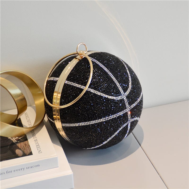 black Wholesale custom logo new basket ball luxury rhinestones glitter ladies designer basketball bags purses and handbags for women