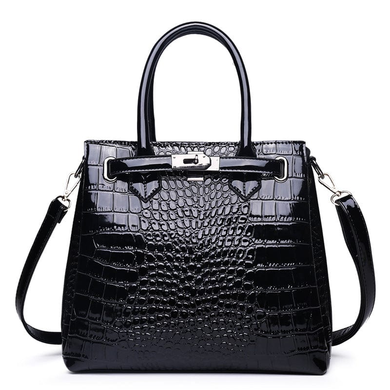 black Wholesale Elegance Stylish Snake Embossed Luxury Purse Sling Messenger Bag Crocodile PU Leather Tote Bag Ladies Women's Handbags