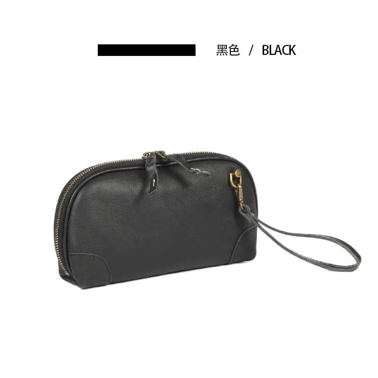 Black Wholesale Leather Handbag For Women Horizontal Soft Genuine Cowhide Leather Vintage Style Shoulder Bag