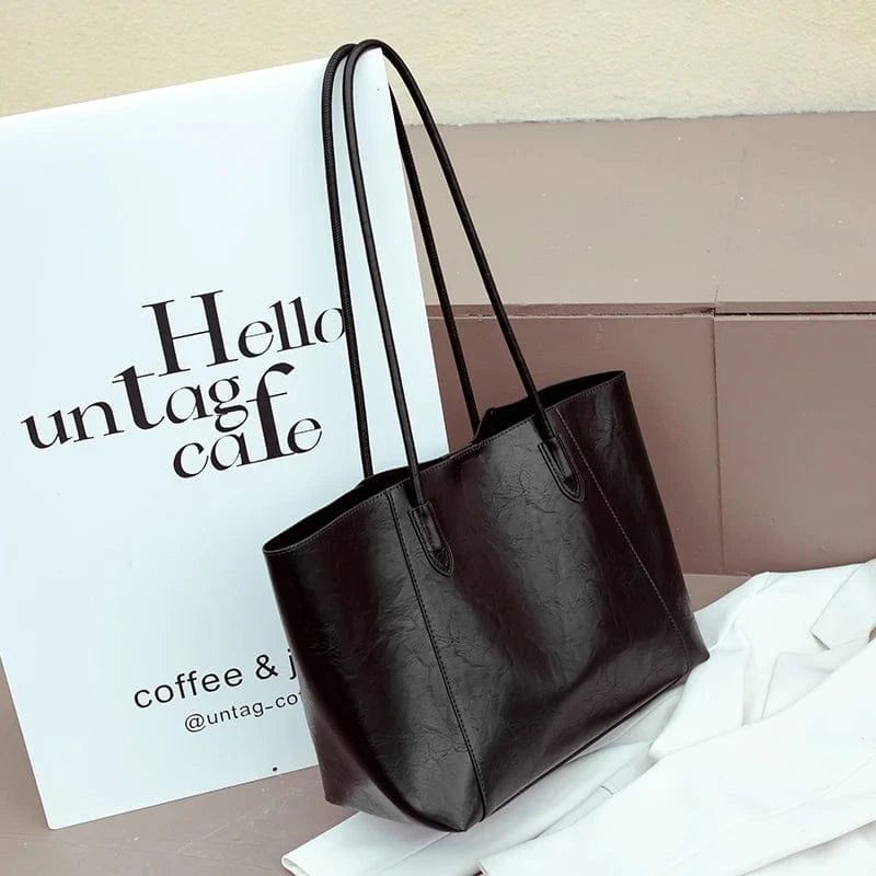 Black wholesale price tote bag purse handbag faux leather tote bag brown color big working class handbags