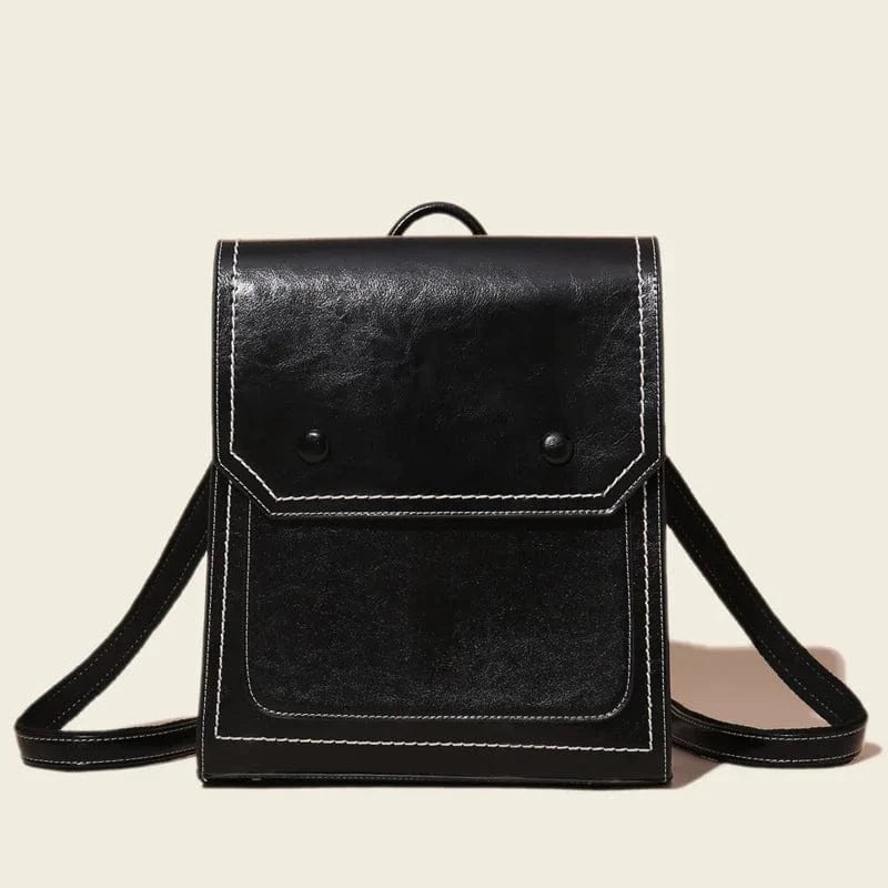 Black Women Backpack Purse Genuine Leather Anti-theft Casual Shoulder Bag Fashion Women Satchel Bags