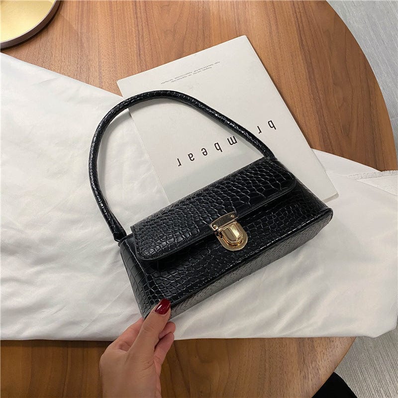 black Women's Bag Wholesale Autumn Net Red Fashion New Trendy Korean Version Fashion Stone Pattern Portable Shoulder Underarm Bag