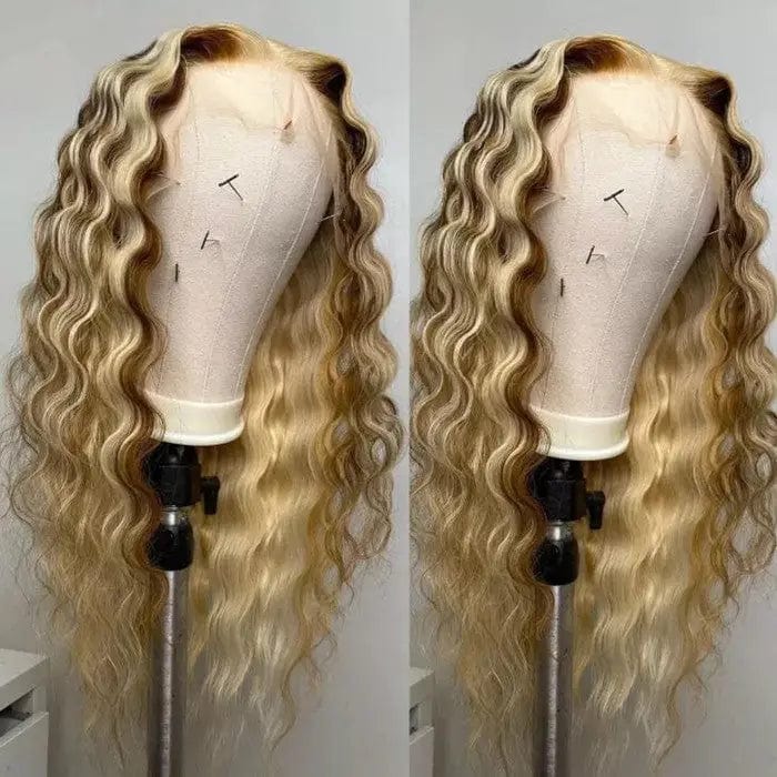 Blonde Brown Highlight Color Wig Deep Wave