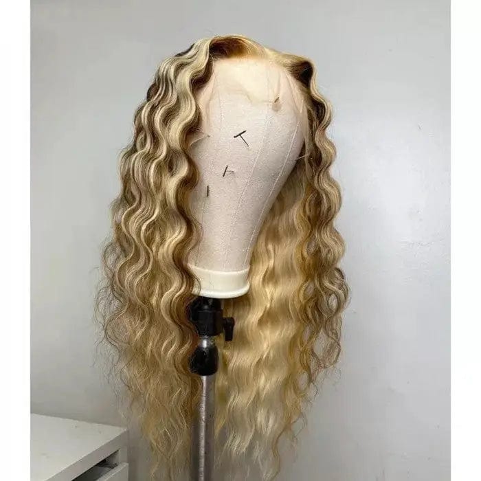 Blonde Brown Highlight Color Wig Deep Wave