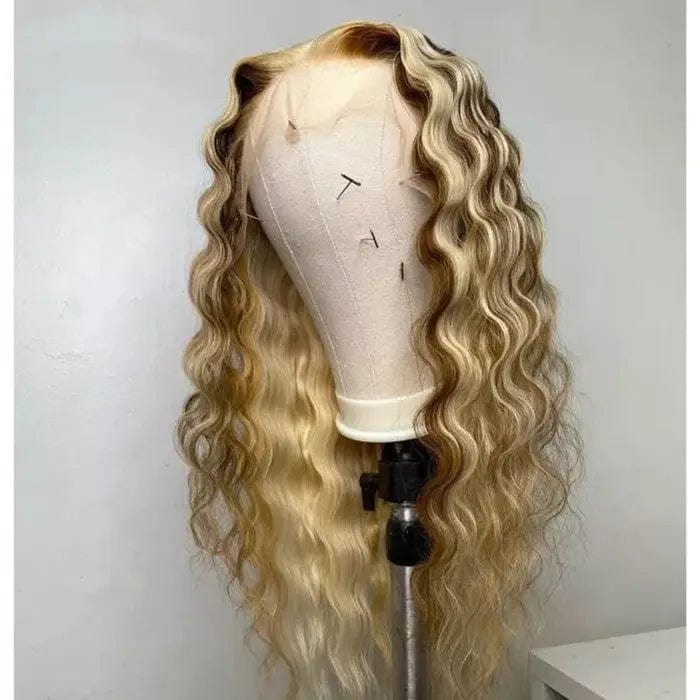 Blonde Brown Highlight Color Wig Deep Wave