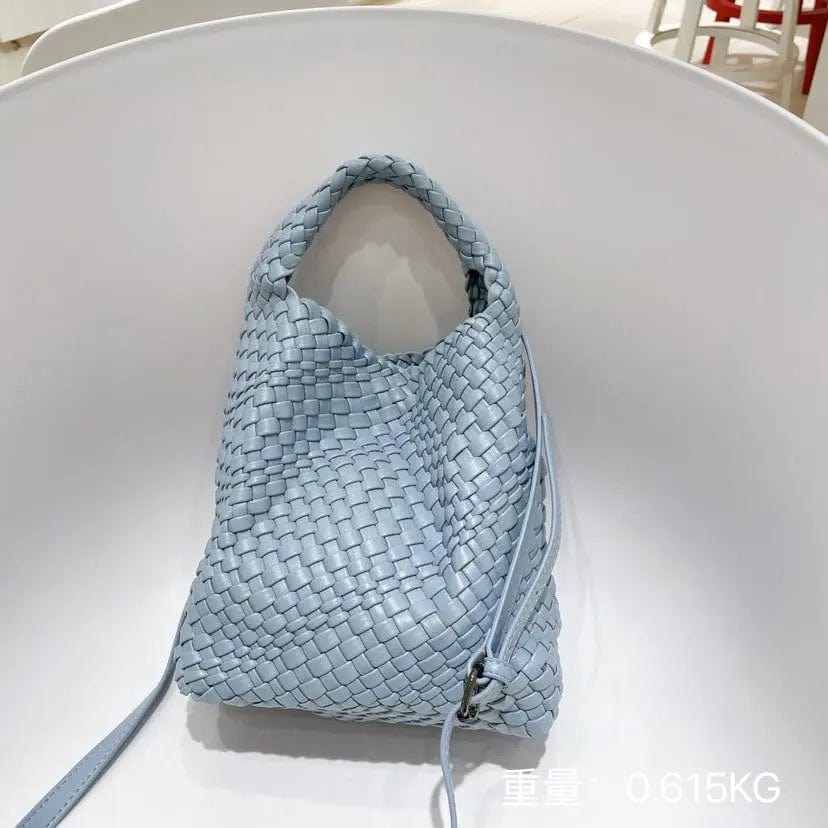 blue 2022 New Korean Online Celebrity Mother-in-law Bag Soft Leather Woven Large-capacity Tote Bag