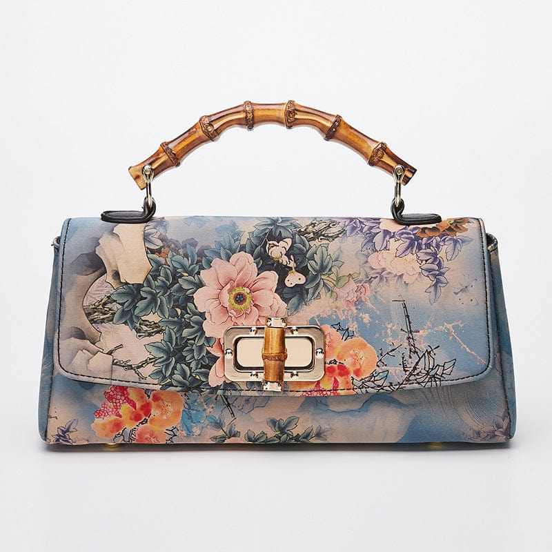 blue 2022 Wholesales print leather antique handbag vintage women's Bag Handmade Boston bag evening bags for ladies